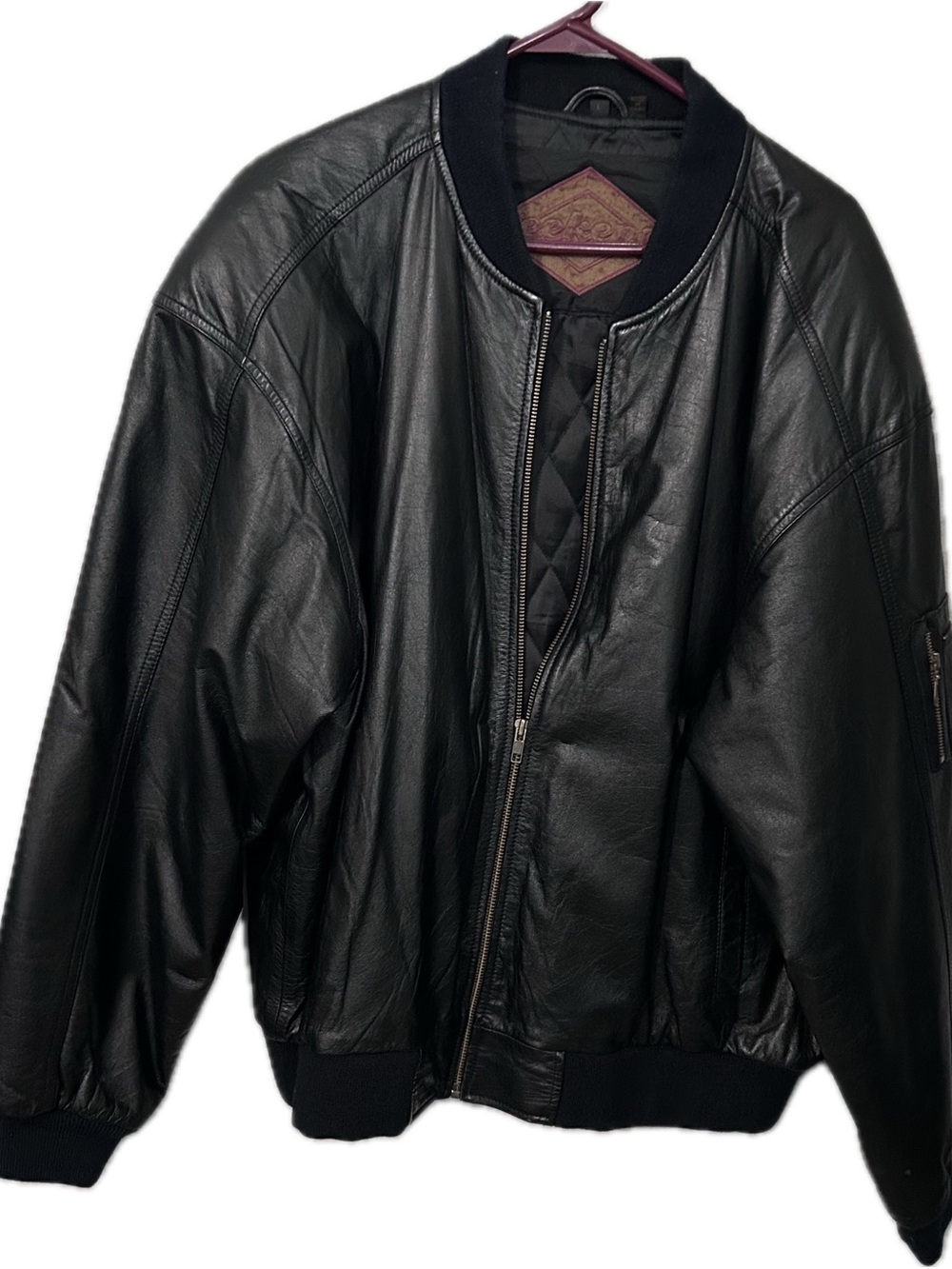 Weekends Vintage Men's Black Leather Bomber Jacket Large